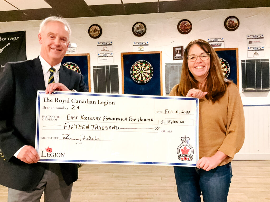 Cranbrook Legion donates 2023 Poppy Fund to East Kootenay Palliative Care Family Room